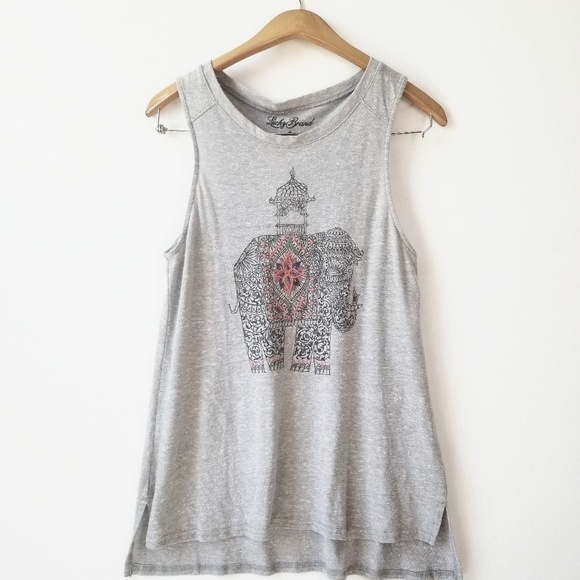 NEW! LUCKY BRAND Elephant Graphic Sleeveless Tank Top Medium. - Picture 2 of 6